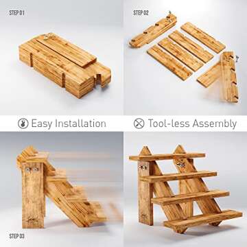 Seaela PORTABLE Wooden Cupcake Stand Rustic for Craft Fair Display, Farmers Markets, Special Occasions like Weddings. Display Shelves, Wood Cupcake Stands, Display Stand, 4 Tier Wood Stand for Cake