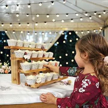 Seaela Wooden Cupcake Stand for Wedding & Craft Fair Display