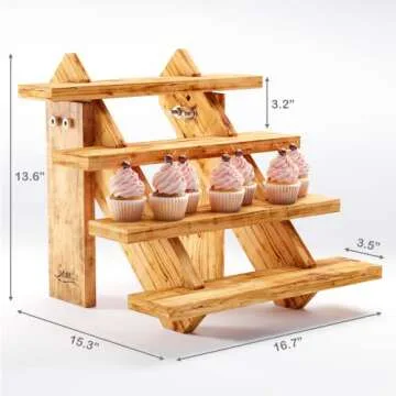 Seaela Wooden Cupcake Stand for Wedding & Craft Fair Display