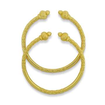 NYCFASHIONJEWELS The Gold Torch Bangles, 22K Gold Plated, Torch End West Indian Bangles, Pair Bangle...