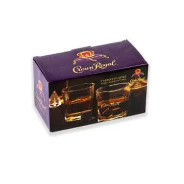 Crown Royal Whiskey Glasses Set - 2 Glasses & 4 Stones