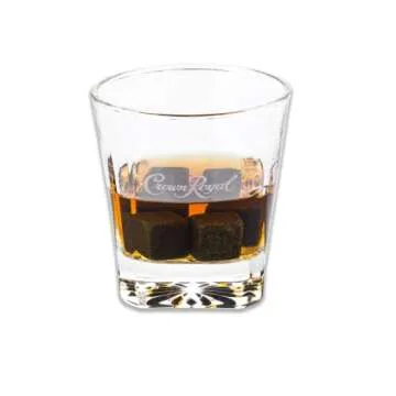 Crown Royal Whiskey Glasses Set - 2 Glasses & 4 Stones