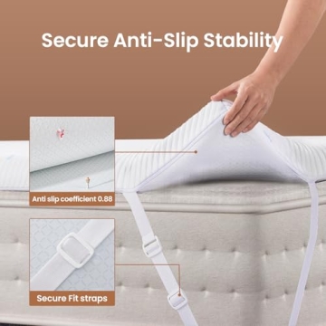 OhGeni Cooling Queen Size Memory Foam Mattress Topper for Comfort