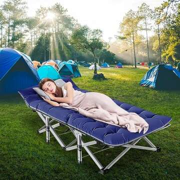 LILYPELLE Heavy Duty Folding Camping Cot - Comfortable & Portable
