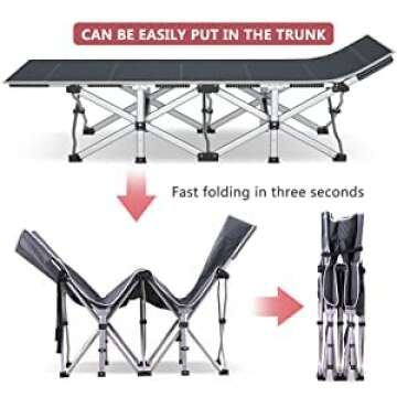 Heavy Duty LILYPELLE Folding Camping Cot with Carry Bag