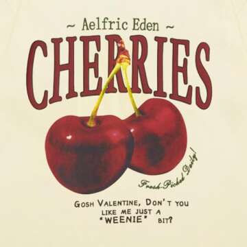 Aelfric Eden Women Graphic Tees Cherry Oversized T Shirt Streetwear Casual Unisex Shirt Summer Tops