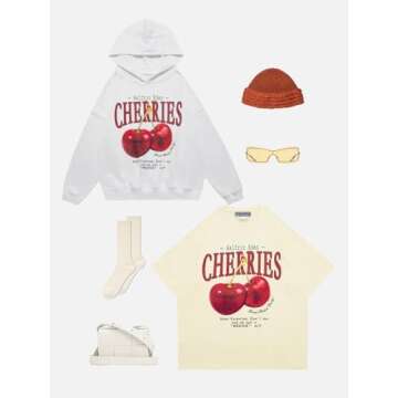 Aelfric Eden Women Graphic Tees Cherry Oversized T Shirt Streetwear Casual Unisex Shirt Summer Tops