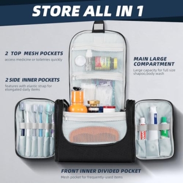 Buruis Large Hanging Toiletry Bag Water-resistant Travel Organizer