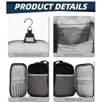 Buruis Large Hanging Toiletry Bag Water-resistant Travel Organizer