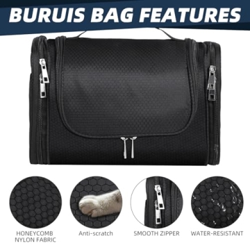 Buruis Large Hanging Toiletry Bag Water-resistant Travel Organizer