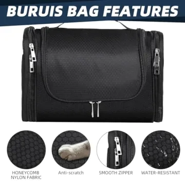Buruis Large Hanging Toiletry Bag Water-resistant Travel Organizer