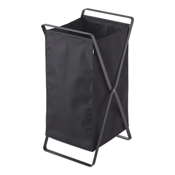 Yamazaki Home Laundry Basket - Foldable Storage Hamper Organizer Steel One Size Black