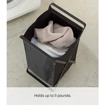 Yamazaki Home Laundry Basket - Foldable Storage Hamper Organizer Steel One Size Black