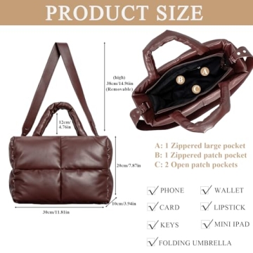 Elegant OWGSEE Puffer Tote Bag for Stylish Women