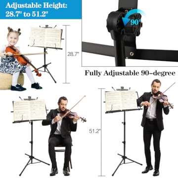 Versatile Adjustable Music Stand - 1/2/4 Pack Folding with Carrying Bag