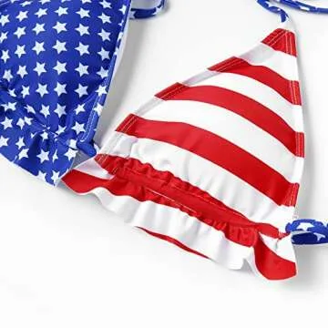 Women's Bikinis Swimsuit Set - Vibrant American Flag Design
