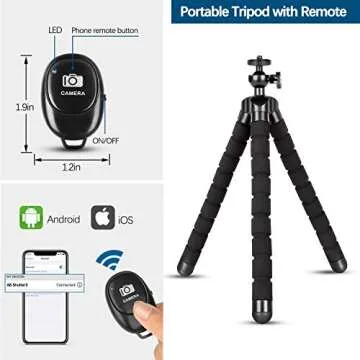 Portable Adjustable Tripod with Remote for All Phones