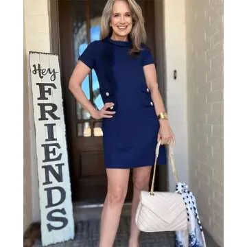 Yioaga Women's Tweed Jackie Dress Elegant Mini Dress