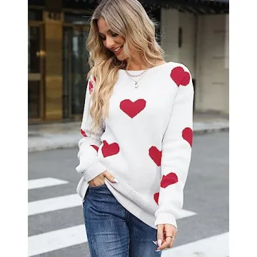 Alsol Lamesa Cute Heart Sweater for Women - Cozy Style