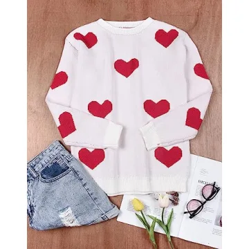 Alsol Lamesa Cute Heart Sweater for Women - Cozy Style