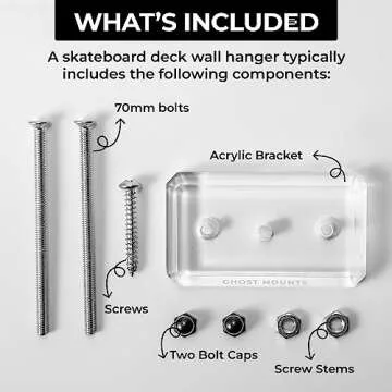 Ghost Mounts Luxury Skateboard Wall Mount - Premium Skateboard Mount for Floating Display, Strong & Durable, Secure Deck Display Skateboard Hanger (Clear)