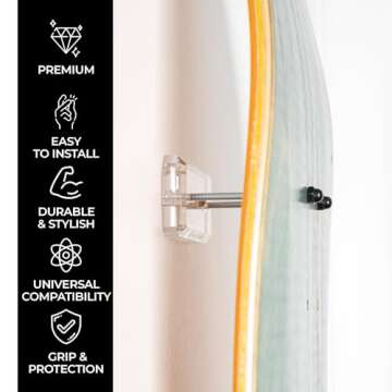 Ghost Mounts Luxury Skateboard Wall Mount - Premium Skateboard Mount for Floating Display, Strong & Durable, Secure Deck Display Skateboard Hanger (Clear)