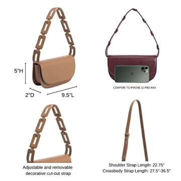 Melie Bianco Inez Bag - Luxury Vegan Leather Purse - Convertible Vegan Designer Purse - Shoulder & Crossbody Straps