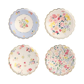 Meri Meri Floral Paper Plates (Pack of 8), Disposable Plates for Party, Floral Plates Available as P...