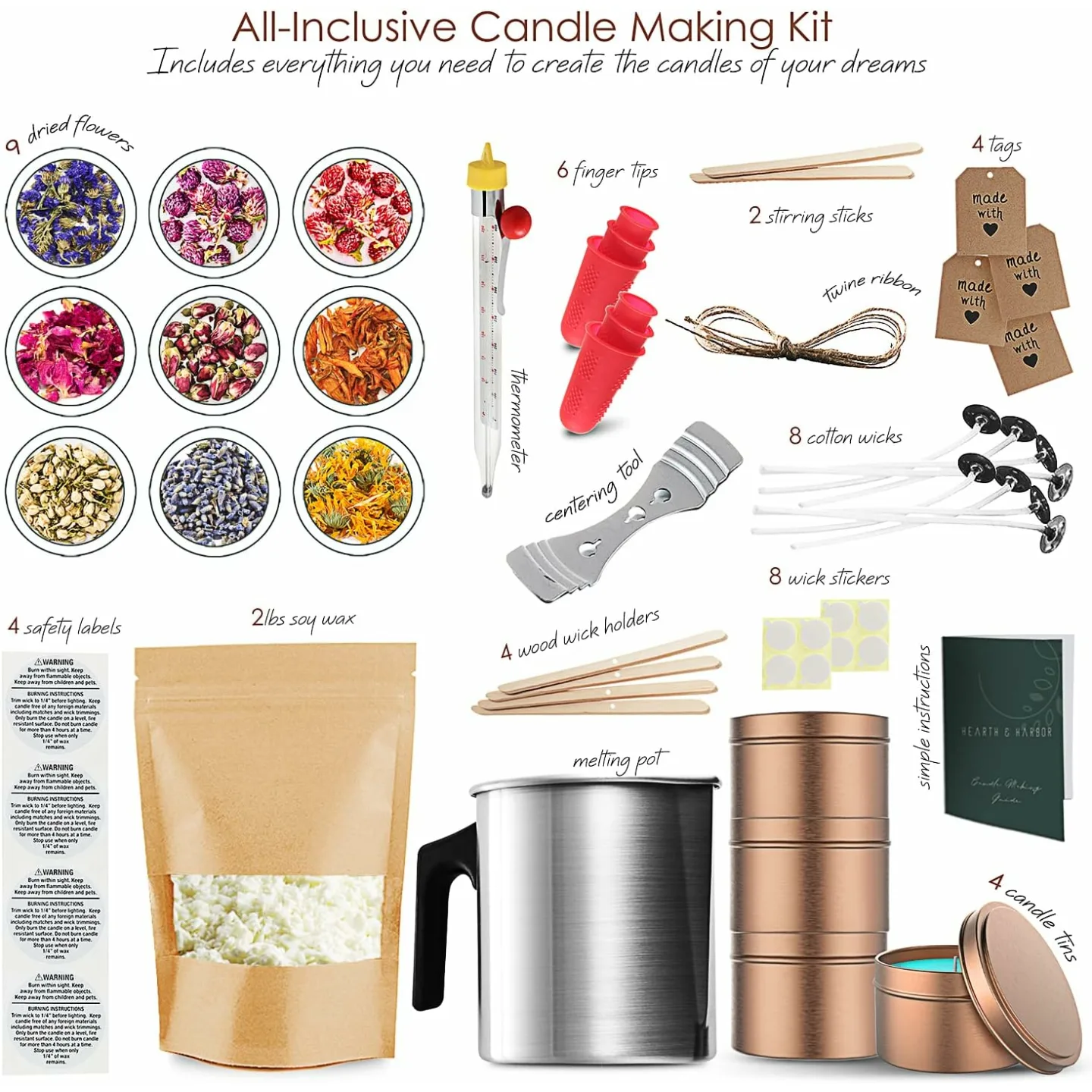 Natural Soy Candle Making Kit for Adults & Kids 50-Piece