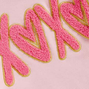 FIOMVA Valentines Day Baby Girl Outfit Infant Bubble Romper Newborn First Valentine Outfits Toddler Sweatshirt Clothes (E Embroidery XOXO Pink, 3-6 Months)