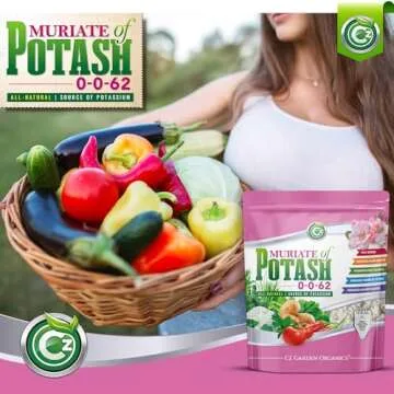 Muriate of Potash 0-0-62 Fertilizer Made in USA - MOP Potassium Plant Food for Indoor/Outdoor Plants & Flower Gardens – Promotes Big Blooms! Fruit, Vegetables, Holistic Herbs, Trees