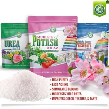 Muriate of Potash 0-0-62 Fertilizer Made in USA - MOP Potassium Plant Food for Indoor/Outdoor Plants & Flower Gardens – Promotes Big Blooms! Fruit, Vegetables, Holistic Herbs, Trees