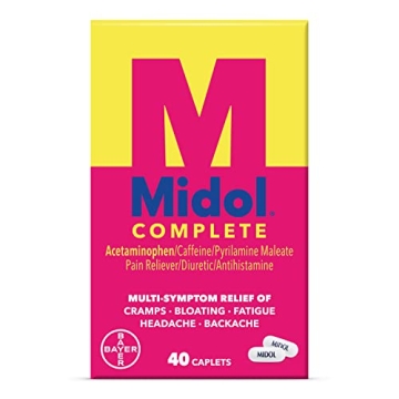 Midol Complete Menstrual Pain Relief Caplets for Cramps, Headaches, and Bloating Relief - 40 Count