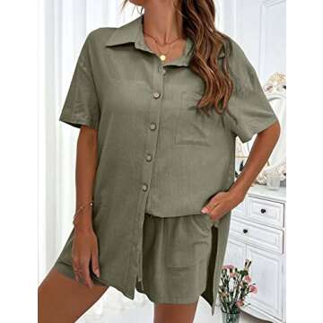 Stylish APAFES Summer Cotton Linen Short Sets for Women