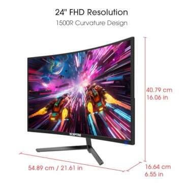 Sceptre 24-inch Curved Gaming Monitor 1080p up to 165Hz DisplayPort HDMI 99% sRGB, AMD FreeSync Buil...