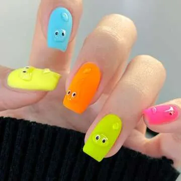 Double Rhythm Gel Nail Polish Set of 6 Colors Baby Light Pastel Milky Nail Polish Starter Kit Art DIY Salon Home (Neon Pink Blue Green Yellow Purple Orange,Kit 7)