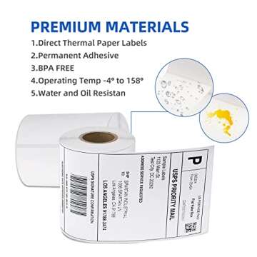 AKOGIRSE 4"x6" Direct Thermal Shipping Labels, 1000 Labels/4 Rolls(250 Labels per Roll), Perforated Mailing Postage Label, Thermal Label Paper Roll Compatible with MUNBYN Rollo Zebra, Strong Adhesive