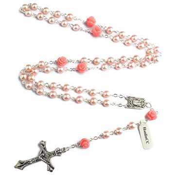 Hedi Pink Holy Rosary with Lourdes Medal for Prayers