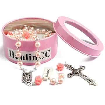 Hedi Pink Holy Rosary with Lourdes Medal for Prayers