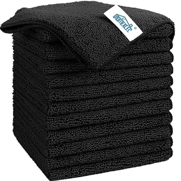 HOMEXCEL Microfiber Cleaning Cloth Black, 12 Pack Premium Microfiber Towels for Cars, Lint Free, Scr...