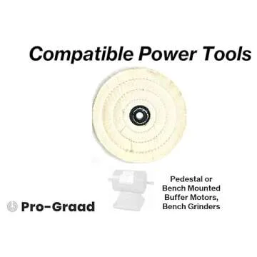 Pro-Graad 2 Pack 6” BBC Buffing Wheel, 60 Ply, Bleached Balloon Cloth 133x72 Thread Count, 1/2” Arbor Hole for Bench Motor, Silky & Ultra Smooth Buffing & Polishing Wheel for Final Finish with Rouge