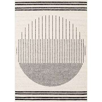 Livabliss Penrod Modern Geometric Area Rug,6'7" x 9',Black/Ivory