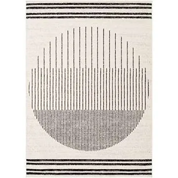 Livabliss Penrod Modern Geometric Area Rug,6'7" x 9',Black/Ivory