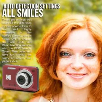 Kodak PIXPRO Friendly Zoom FZ55 Digital Camera (Red) Bundle with 32GB Memory Card and Digital Camera LCD Screen Protectors (3 Items)
