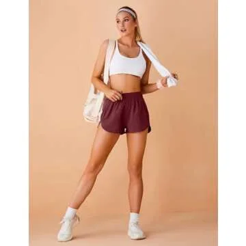 Blooming Jelly Women's Quick-Dry Running Shorts Sport Workout Athletic Shorts with Pockets 2025 (Small, Dark Wine Red)