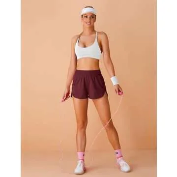 Blooming Jelly Women's Quick-Dry Running Shorts Sport Workout Athletic Shorts with Pockets 2025 (Small, Dark Wine Red)