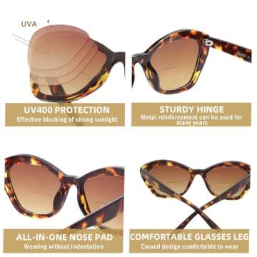 LADEESSE Bifocal Reading Sunglasses for Women UV400 Protection