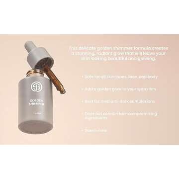SJOLIE Sunless Spray Tan Additive - Golden Shimmer Drops | Adds Golden Glow to Spray Tan, Self Tanne...