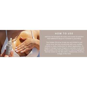 SJOLIE Sunless Spray Tan Additive - Golden Shimmer Drops | Adds Golden Glow to Spray Tan, Self Tanner, or Daily Moisturizer - 1oz