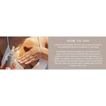 SJOLIE Sunless Spray Tan Additive - Golden Shimmer Drops | Adds Golden Glow to Spray Tan, Self Tanner, or Daily Moisturizer - 1oz